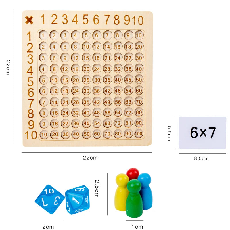 99 Multiplication Board Game Wooden Montessori  Kids Learning