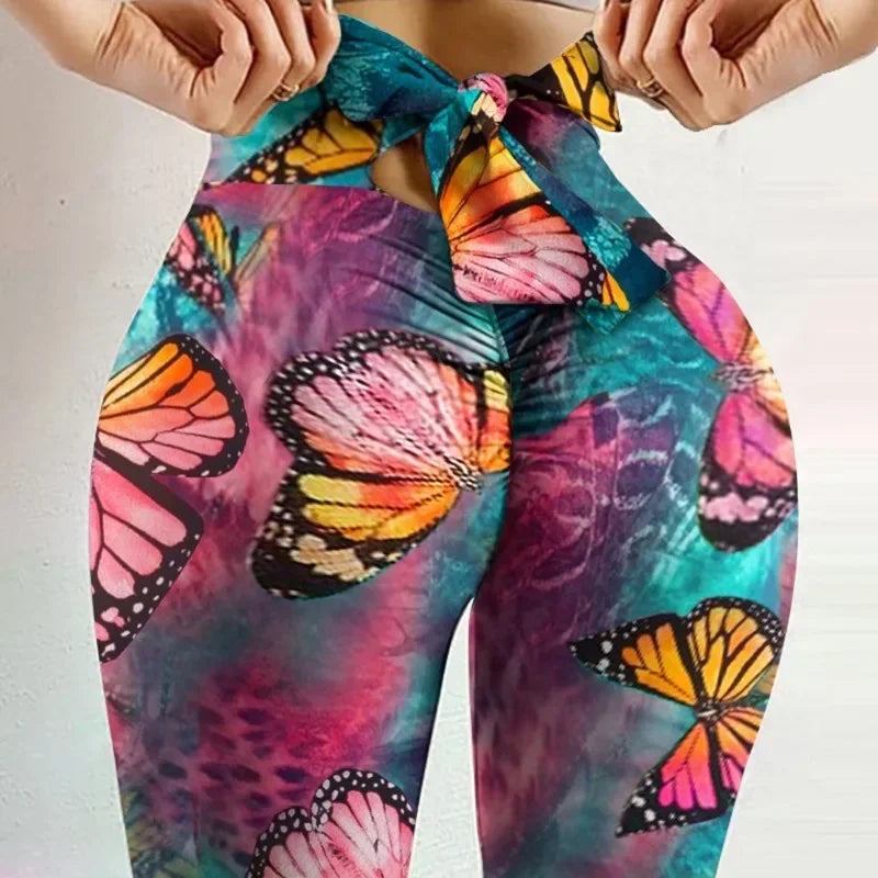Butterfly print vibrant leggings