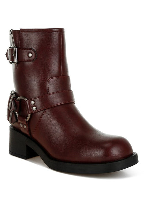 Harness Detail Biker Boots
