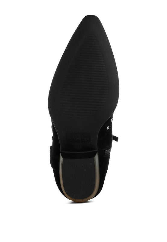 Rodeo Studded Real Suede Leather Ankle Boots