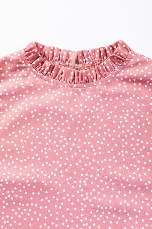 Marlowe Polka Dots Ruffle Flutter Sleeve Frilled N