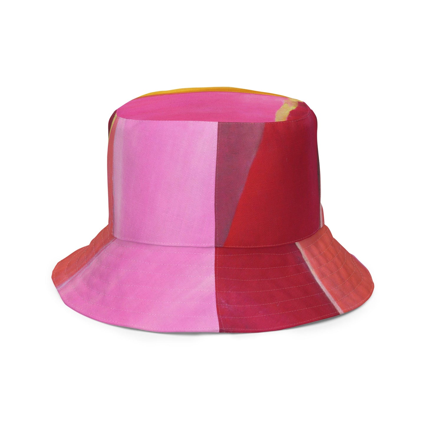 Reversible Bucket Hat Pink Mauve Red Geometric Pattern