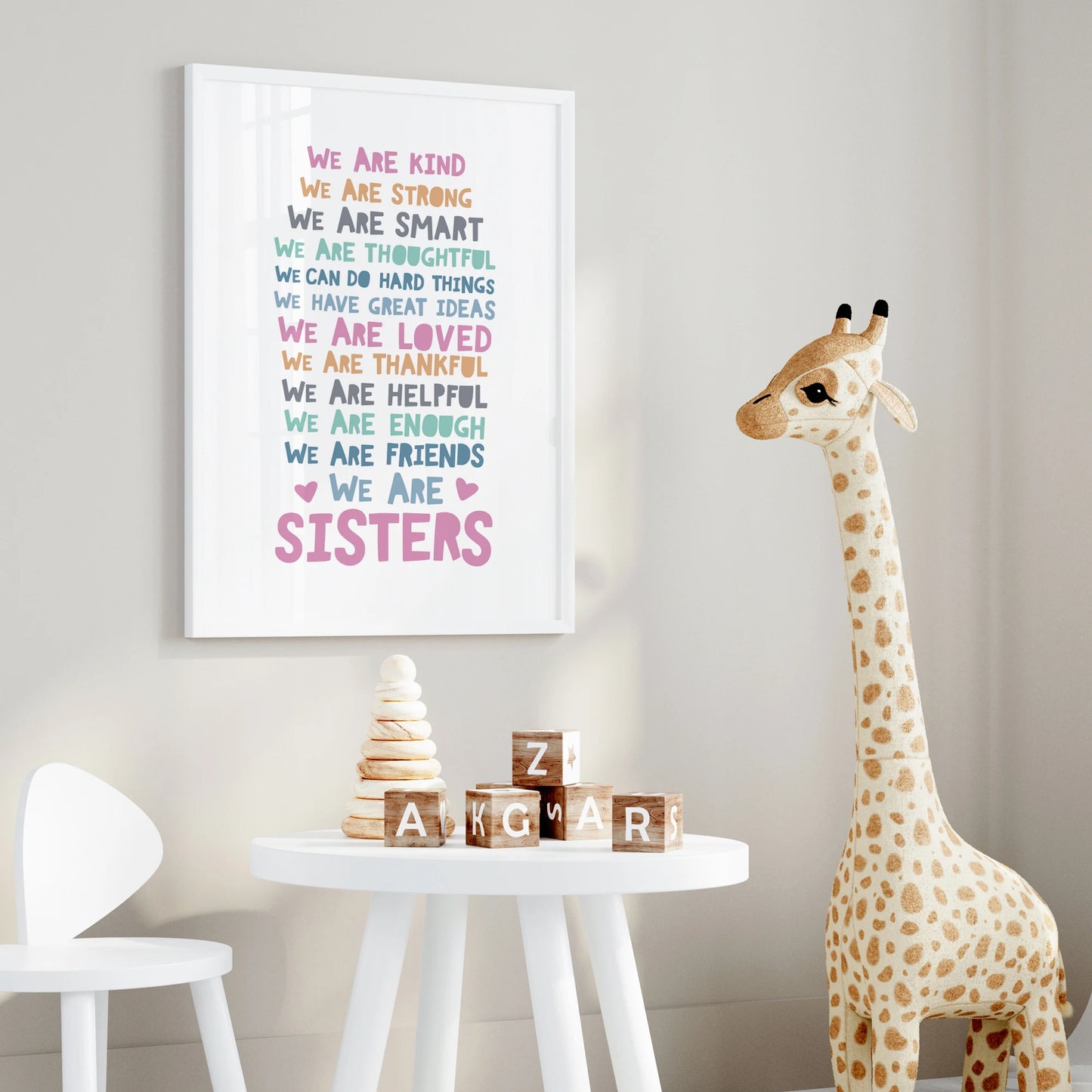 3pcs Personalized Name Custom Big Sis Lil Sis Sisters Gift Best Friends Wall Art Print Picture Living Room Kids Room Home Decor