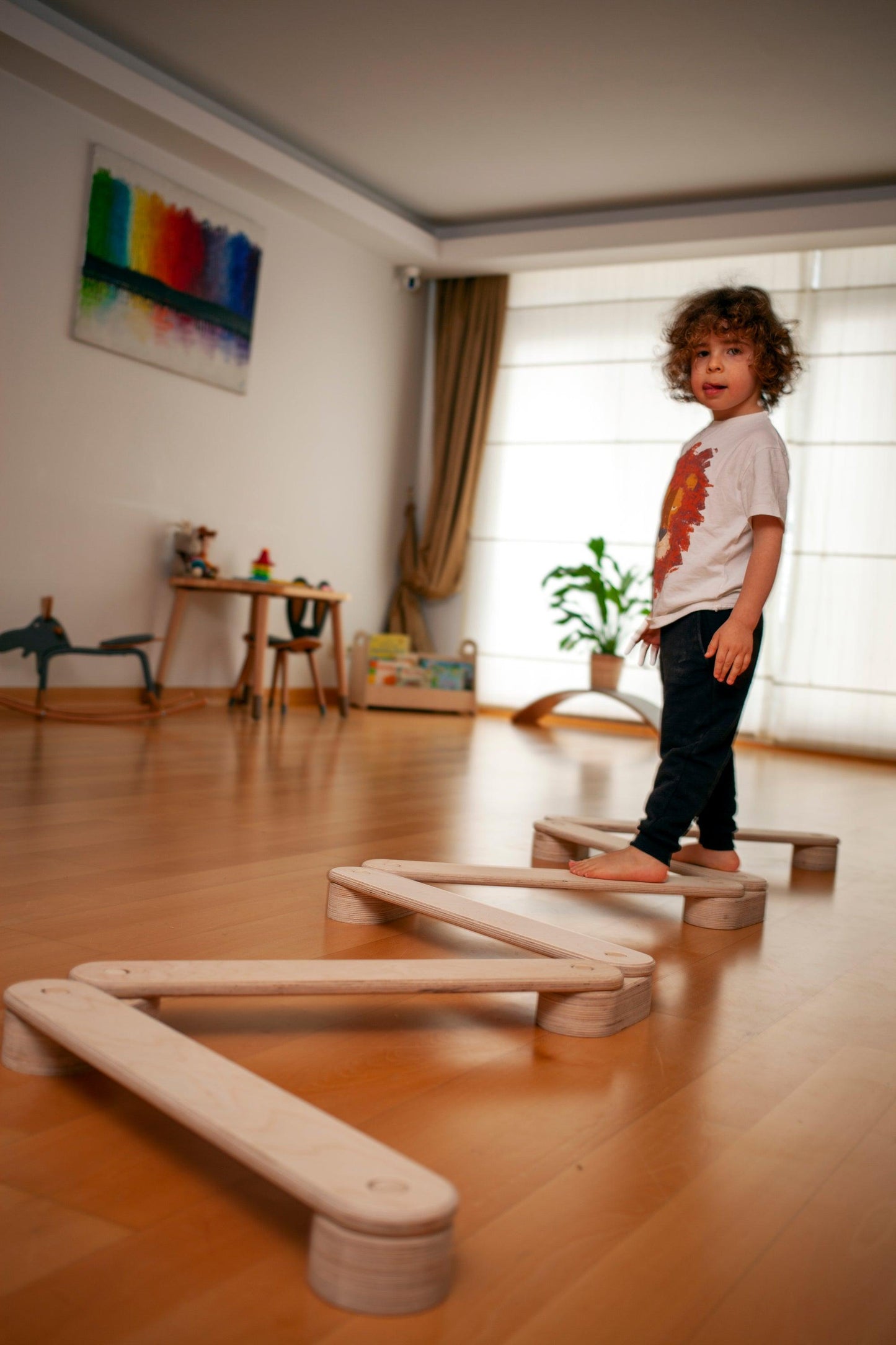 Circular Wooden Balance Beam Set | Montessori