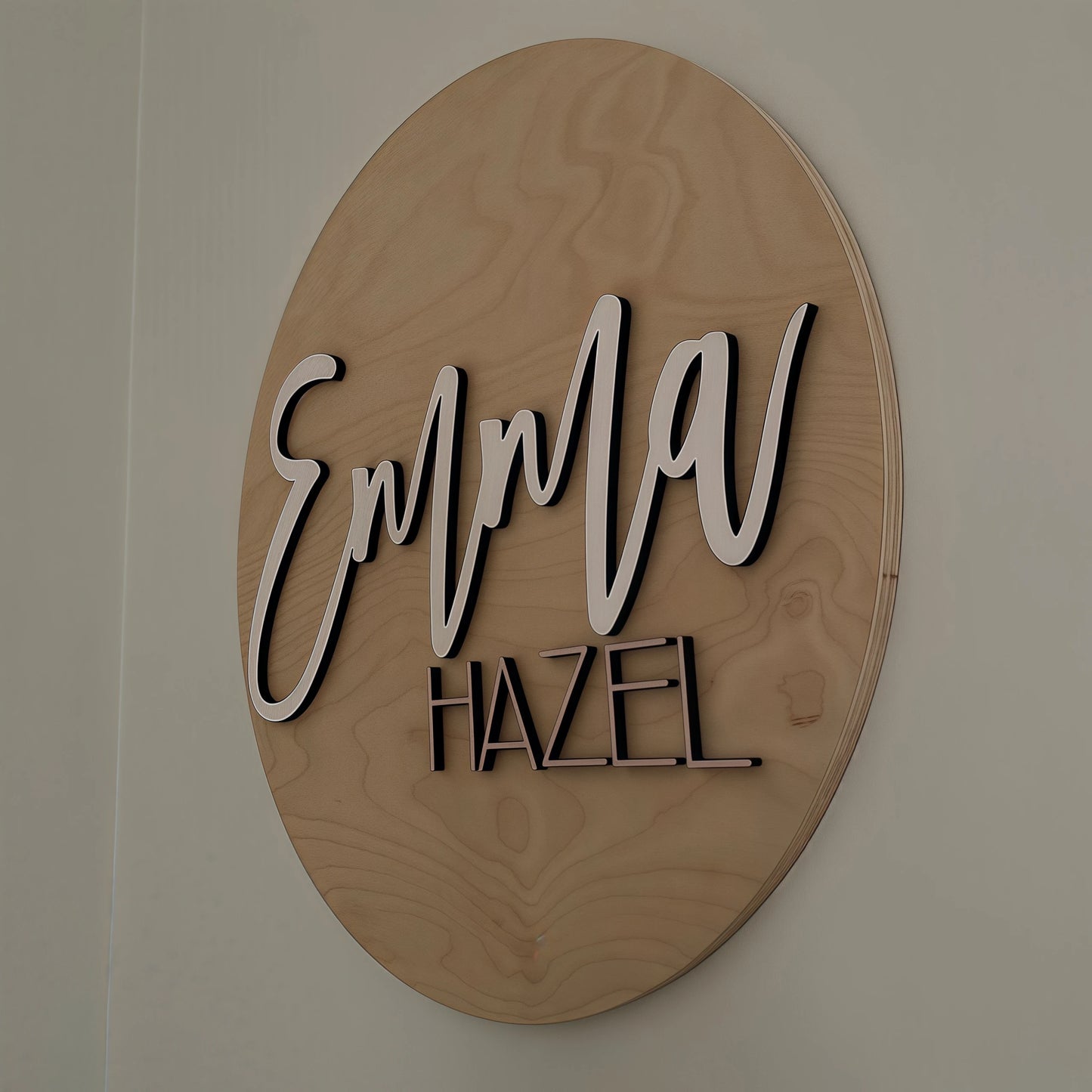 Nursery Name Sign β Personalized Round Plaque, Customized Wood Baby Sign, Baby Shower Gift, Boho and Natural Nursery Wall Decor