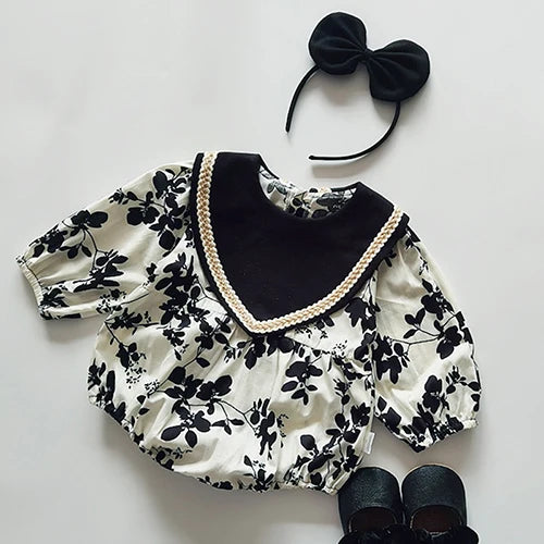 Girls Cotton Long Sleeve Embroidered Lattice Princess Dress