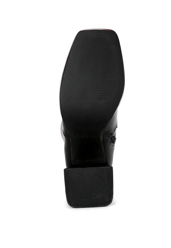 Calf High Block Heel Boots