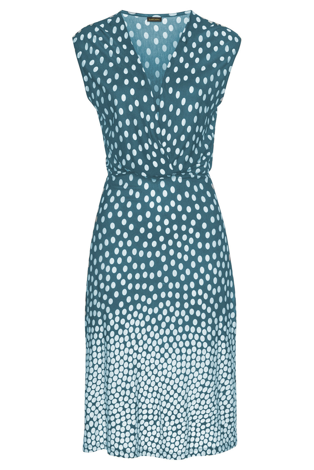 Sky Blue Gradient Polka Dot V Neck Sleeveless Beach Dress