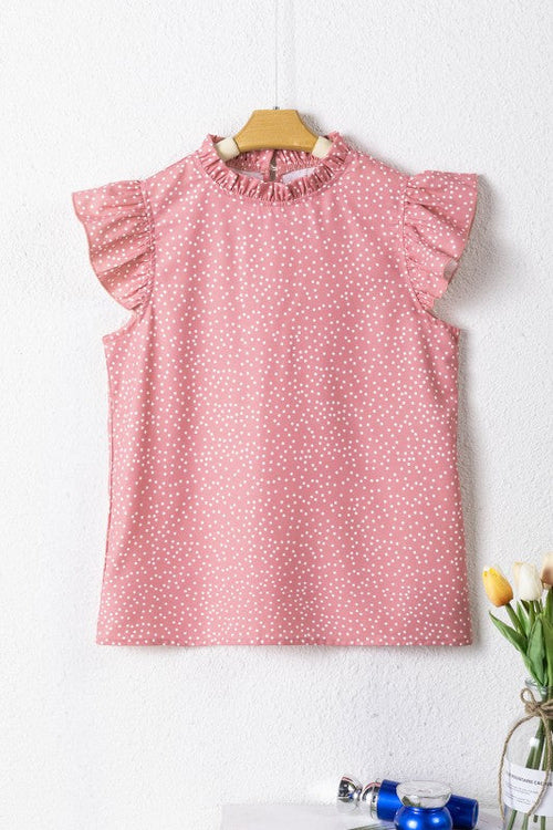 Marlowe Polka Dots Ruffle Flutter Sleeve Frilled N
