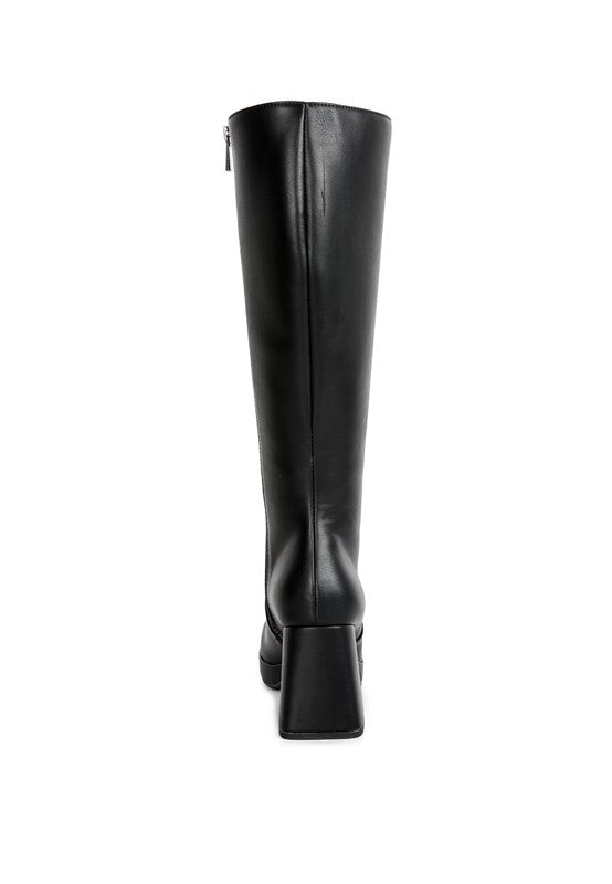Calf High Block Heel Boots