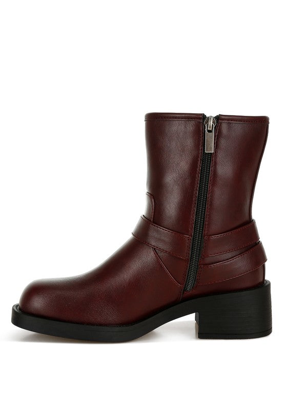 Harness Detail Biker Boots