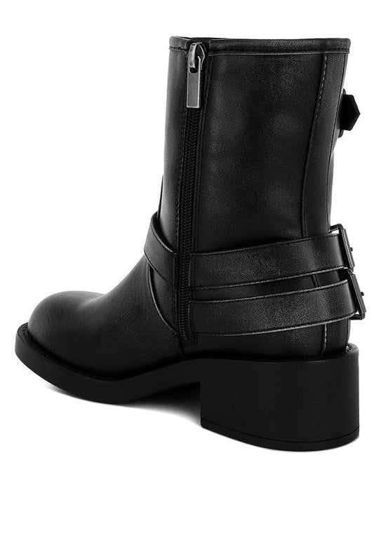 Harness Detail Biker Boots