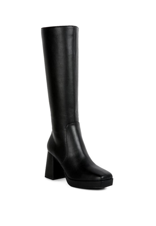 Calf High Block Heel Boots