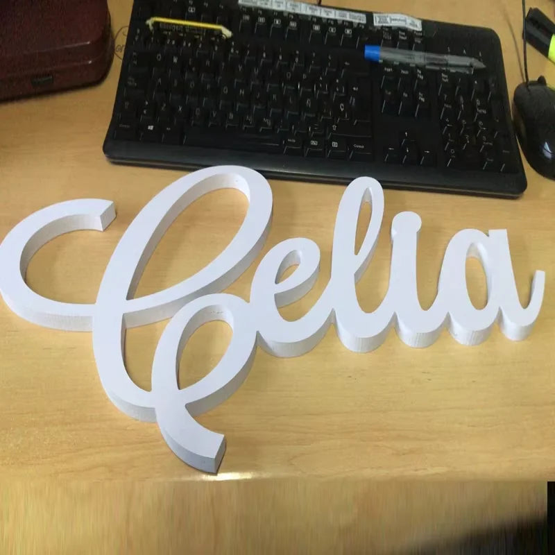 Custom Wood Name Sign, Laser Cut Signage, Wedding Name, Nursery Baby Decor