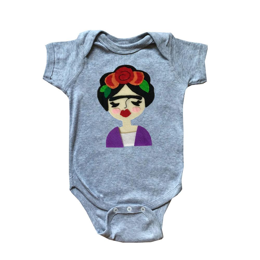 Frida Kahlo Infant Onesie- Gray and Pink