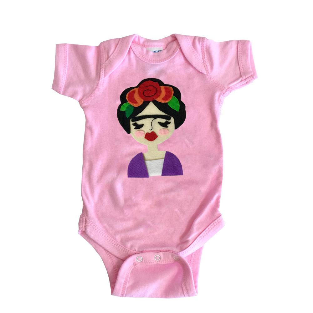 Frida Kahlo Infant Onesie- Gray and Pink