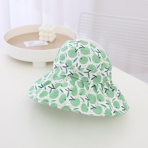 Baby Girl Fruit Print Pattern Large Brim Sunshade Hats