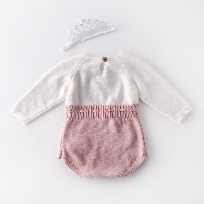 Baby Girl 1pc Floral Embroidered Graphic Contrast Design Hand Knitted