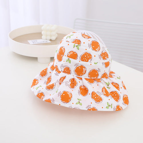 Baby Girl Fruit Print Pattern Large Brim Sunshade Hats