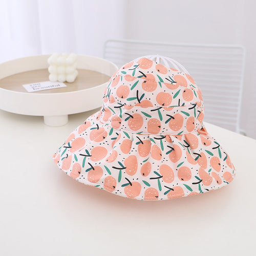 Baby Girl Fruit Print Pattern Large Brim Sunshade Hats