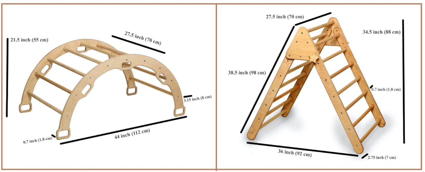 Montessori Climbing Set (3 Pieces)| Triangle, Climbing Arch & Ramp