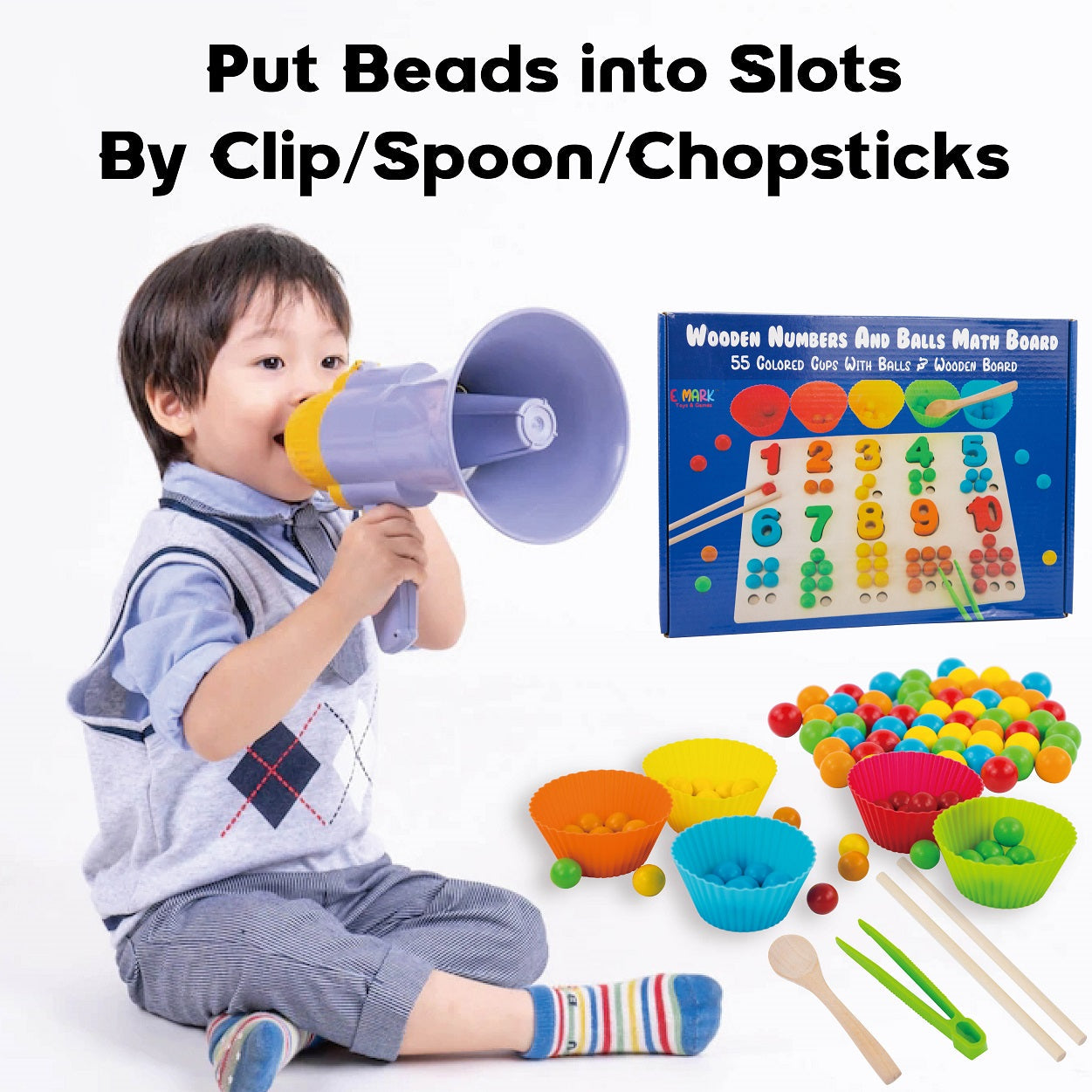 Wooden Numbers and Balls Math Board - Montessori Learning