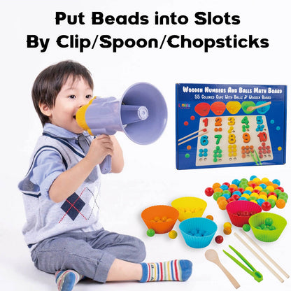 Wooden Numbers and Balls Math Board - Montessori Learning