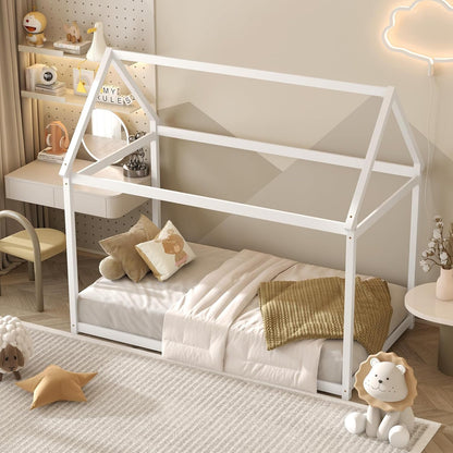 Twin House Bed with Roof Canopy, Montessori