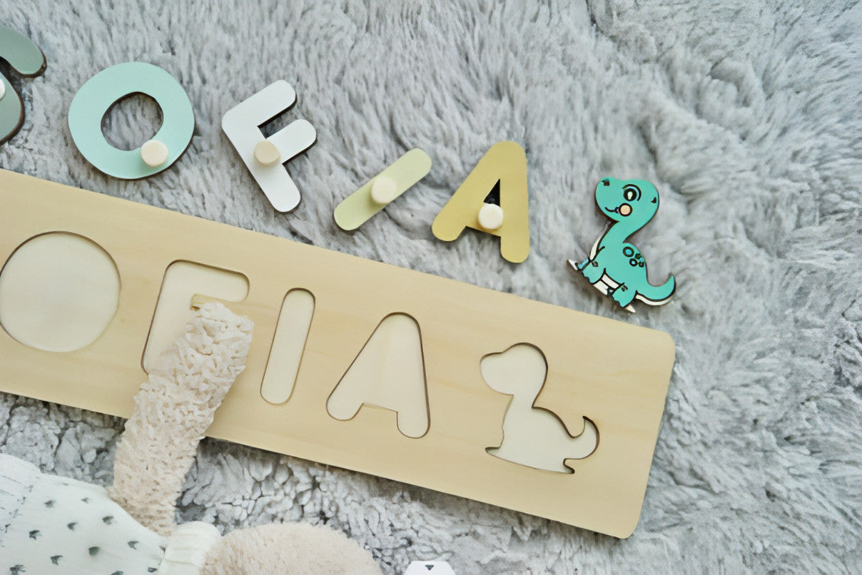 Personalized Wooden Dinosaur Name Puzzle – Fun & Educational Toys