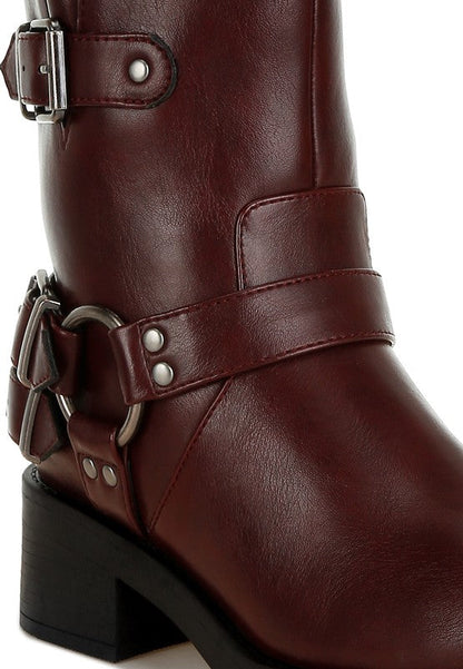 Harness Detail Biker Boots