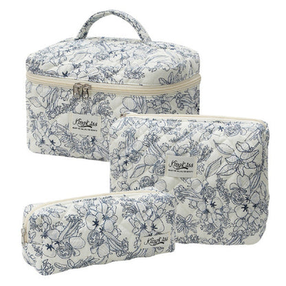 Bolsa de maquillaje floral para mujer - Juego de 3
