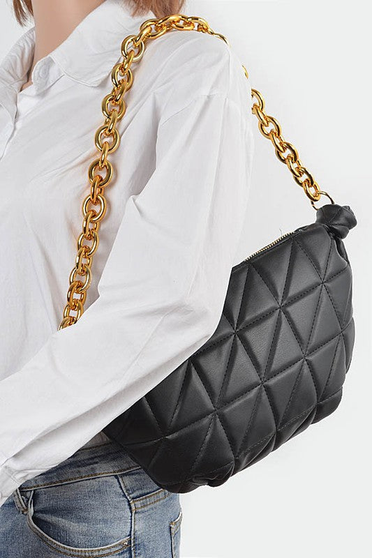 Quilted Chunky Chain Shoulder Bag