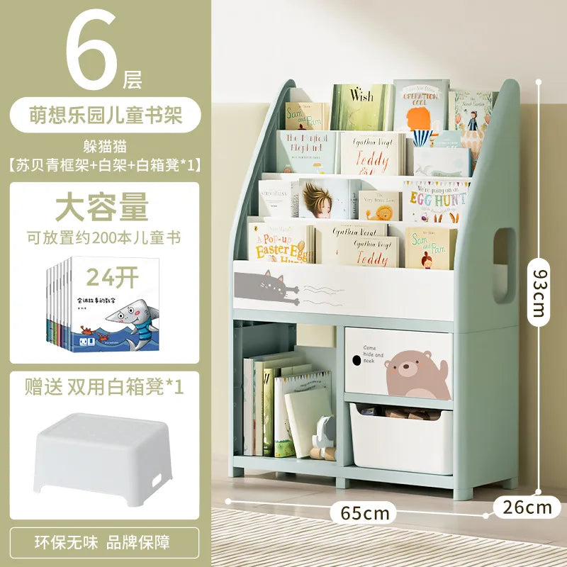 Adjustable Kids Bookshelf - 200LBS Capacity Floor-Standing Organizer for Toys/Books, Eco ABS Plastic Children's Bookshelf