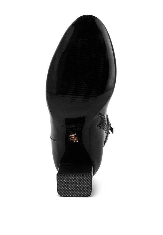 Leather Cobra Buckle Strap Embellished Boots
