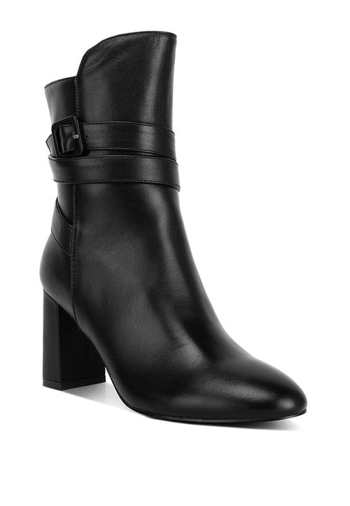 Leather Cobra Buckle Strap Embellished Boots