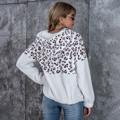 Leopard hoodie with kangaroo pocket