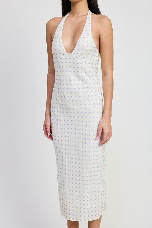V Neck polka dot Maxi Dress