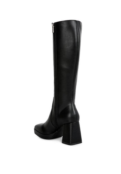 Calf High Block Heel Boots