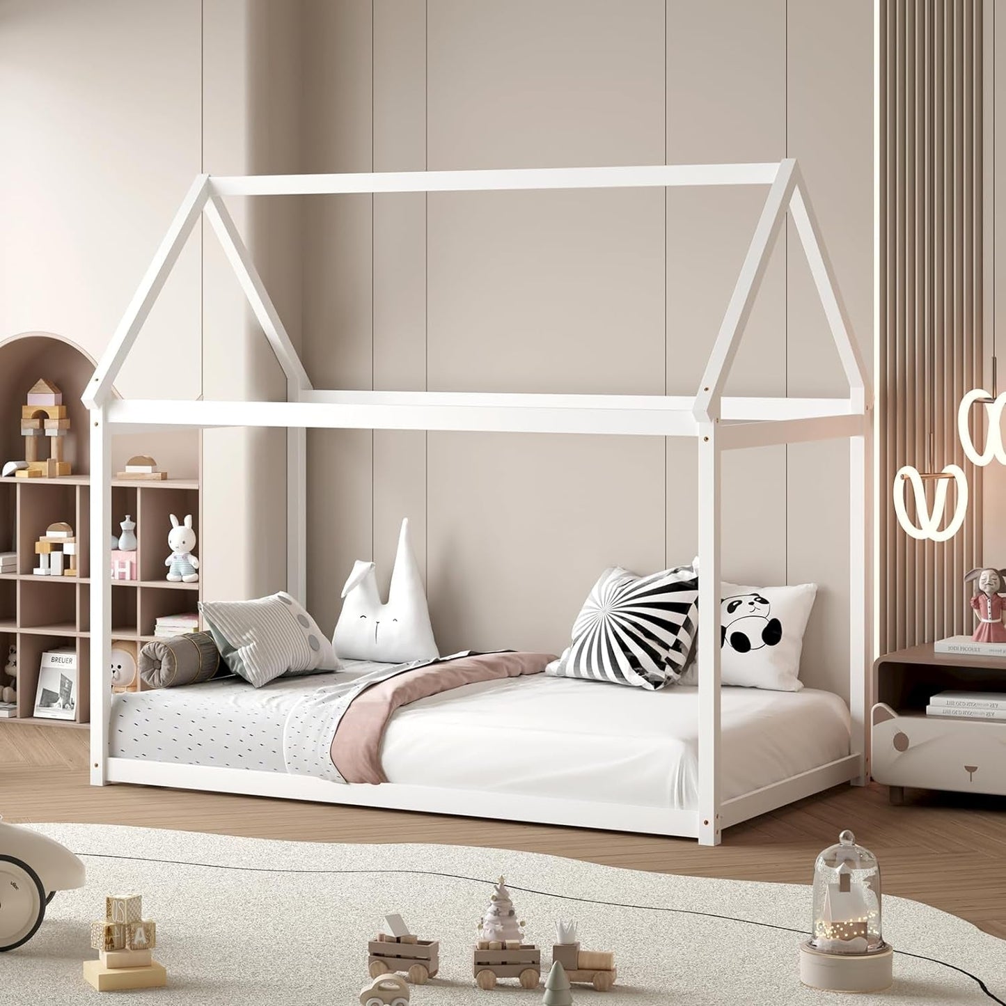 Twin House Bed with Roof Canopy, Montessori
