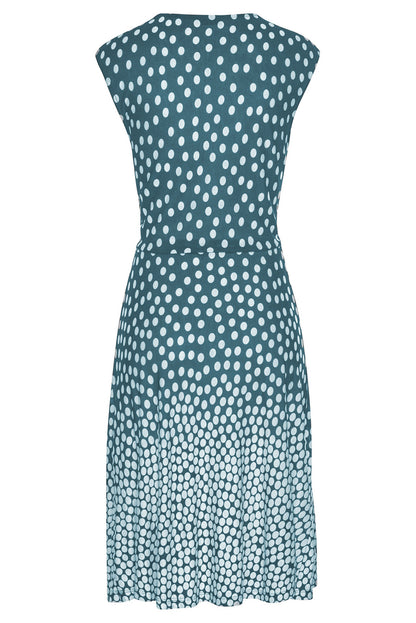 Vestido de playa sin mangas con escote en V y lunares en degradado azul cielo