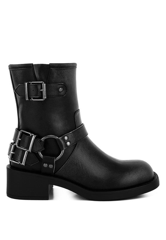 Harness Detail Biker Boots