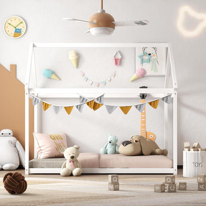 Twin House Bed with Roof Canopy, Montessori