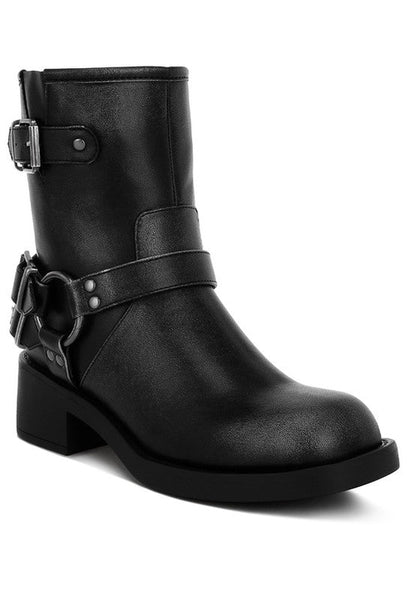 Harness Detail Biker Boots