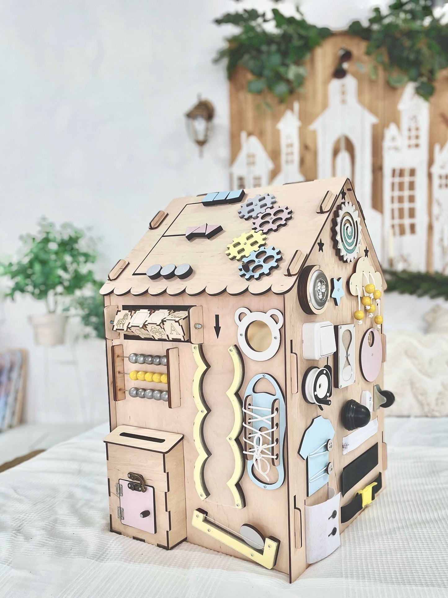 Large Busy Board House - Pastel