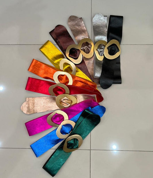 Metallic Thick Italian Leather Belt