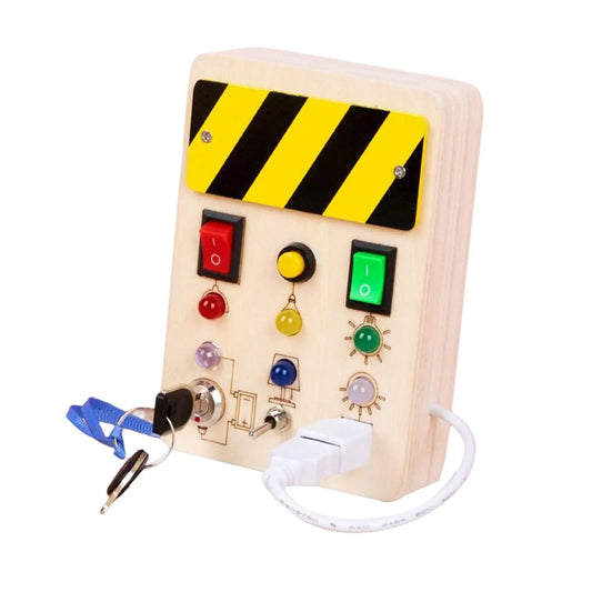 Wood Montessori Busy Board Educational Electronic LED Switch Board Activities