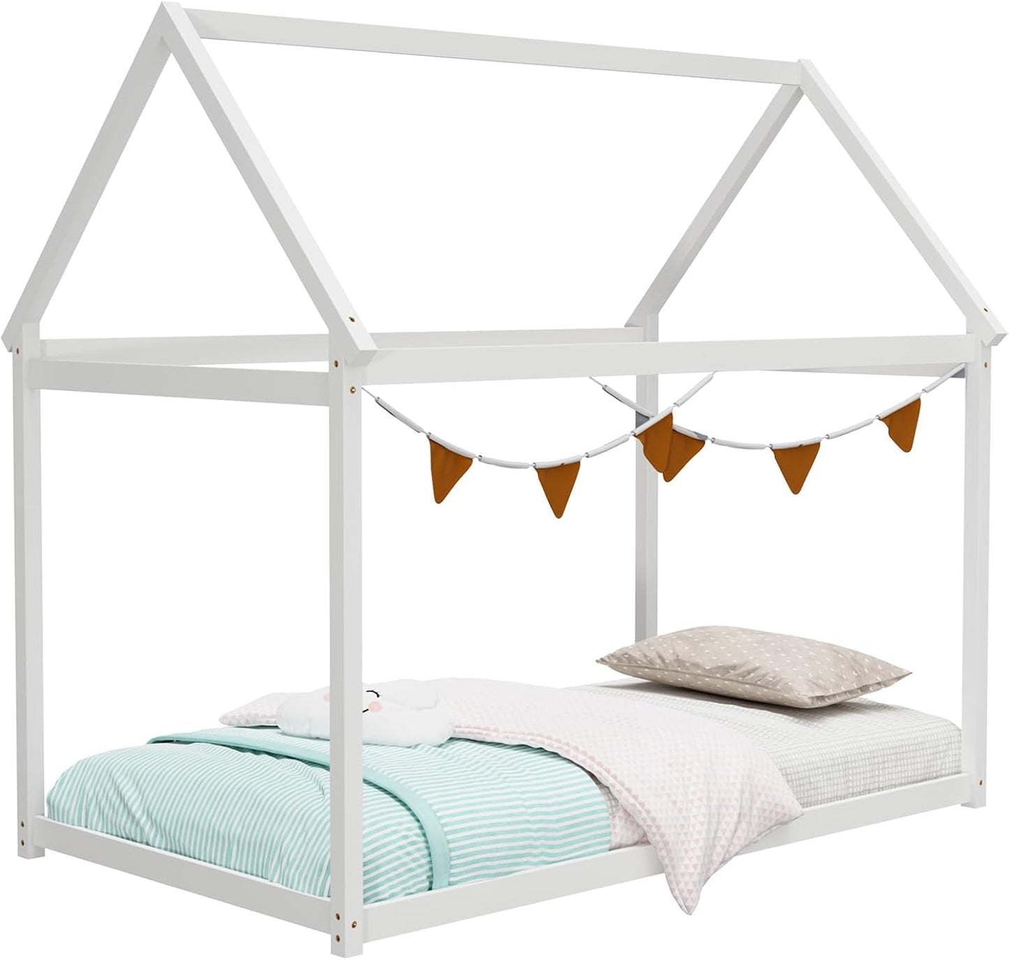 Twin House Bed with Roof Canopy, Montessori