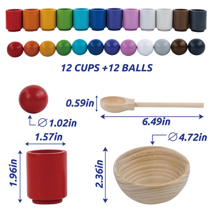 Vasos y pelotas de madera - Juguete Montessori de combinación de colores
