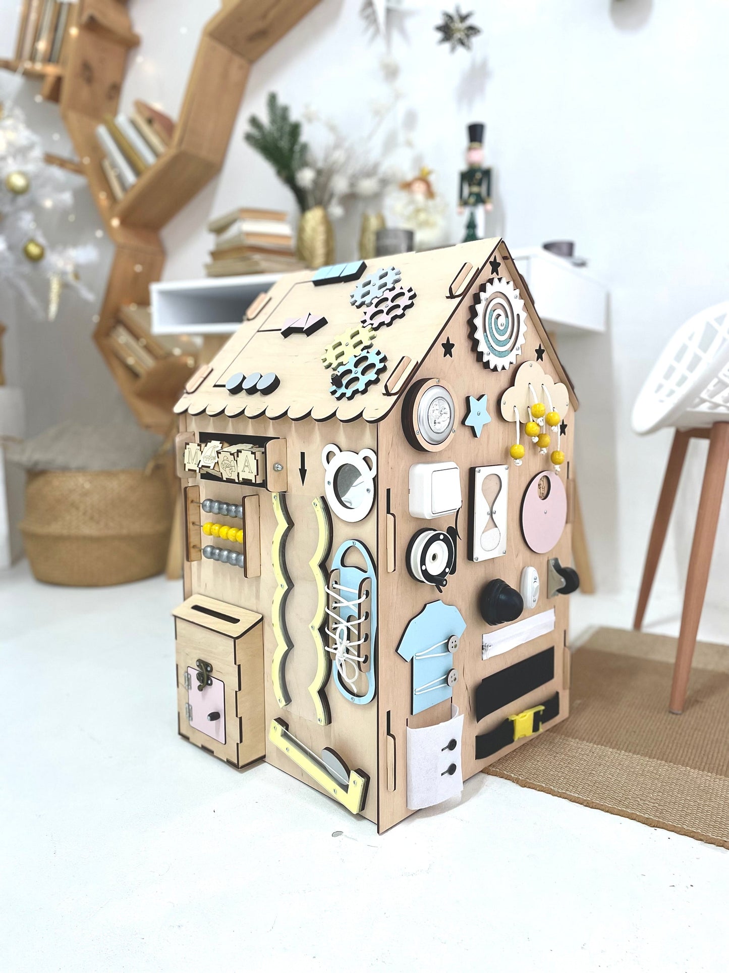 Large Busy Board House - Pastel