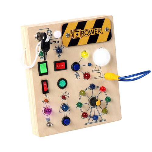 Montessori Toddler Toys Baby Wooden Busy Board Sensory Toys with Light